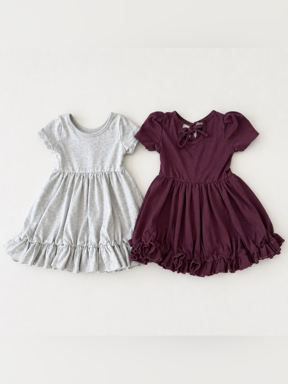Girlhood Matching Girls Dresses Bundle Size 4 Neutral Ruffle Twirl Dresses - Picture 2 of 7